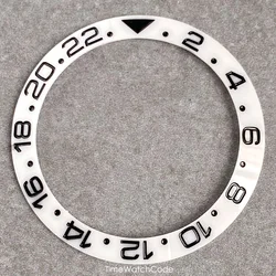 Ceramic Sloping Watch Bezel Insert - Black, Blue, Green, Silver (White - GMT)