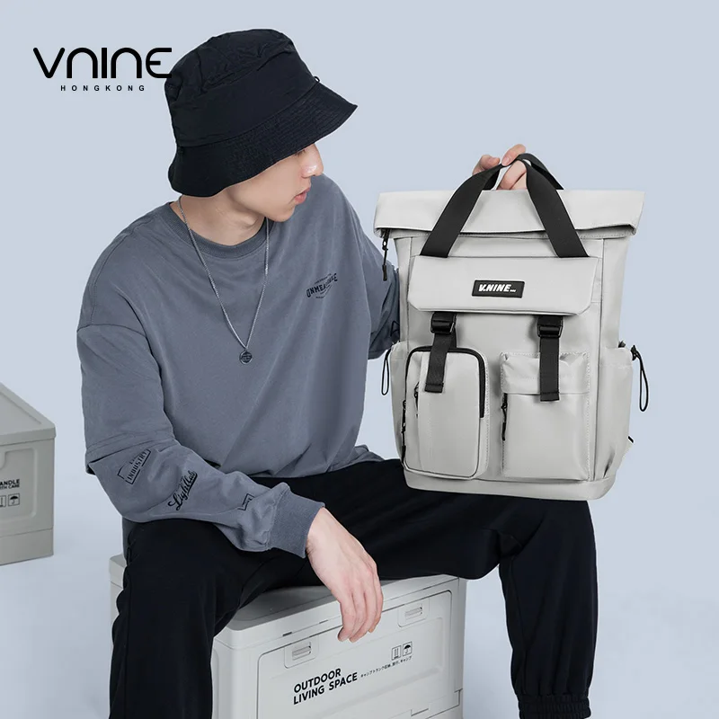 VNINE backpack, men's fashion trend, middle and high school student backpack, women's large capacity laptop backpack