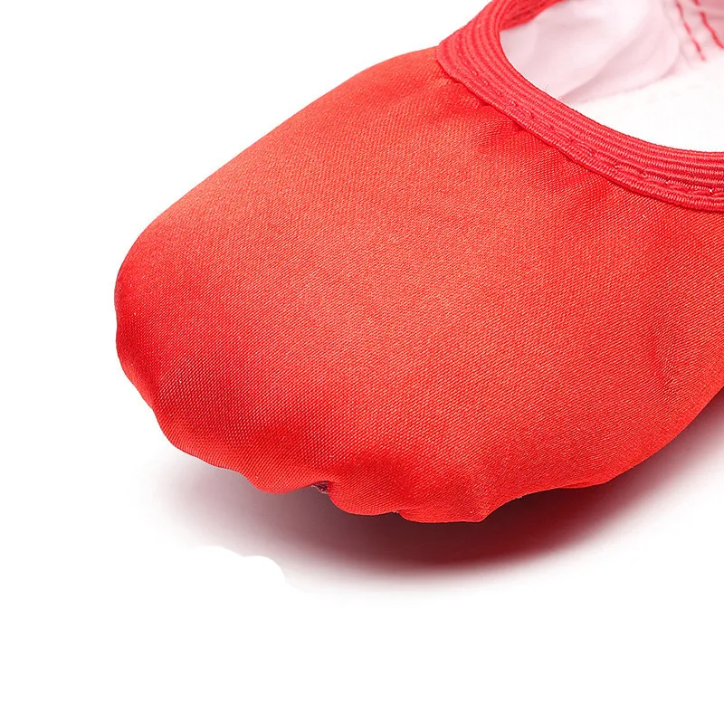 Slippers Gym Teacher Yoga Dance Shoes for Girls Children Satin Red Pink Flesh Kids Ballet Shoe with Ribbon Ballet Shoes 6