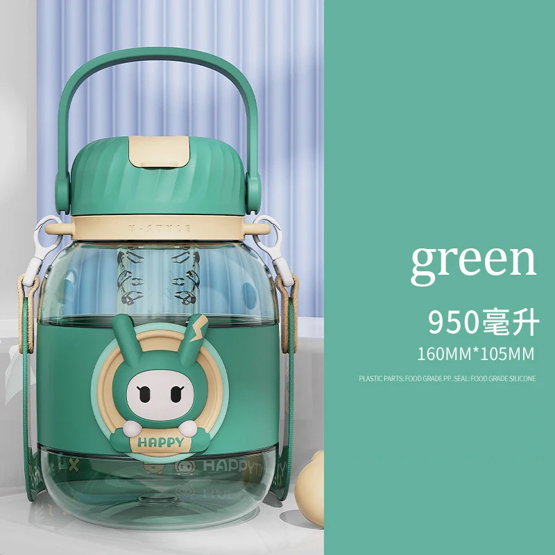 Kawaii Cute Student Children'S Water Cup Large Capacity Straw Plastic Cup Outdoor Sports Water Bottle Tons Water Bottle