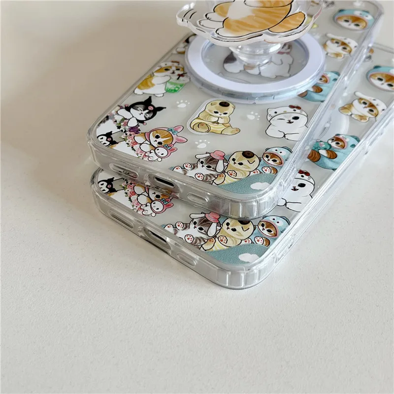 Cute Mofusand Sanrio Character Cat Cover For iPhone 15 14 13 12 11 Pro Max Magnetic Wireless Charging Neko For Magsafe Case