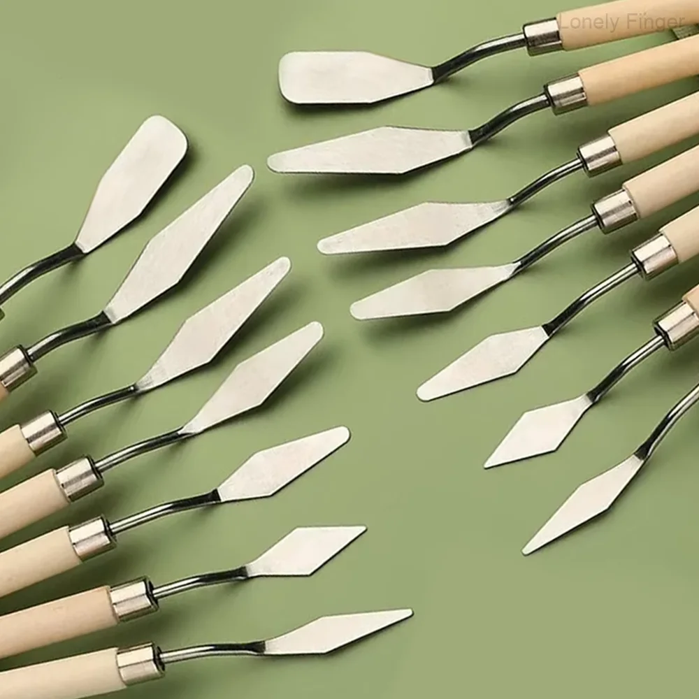 Stainless Steel Artist Palette Knife Set - 7-Piece Oil Painting Spatula Collection