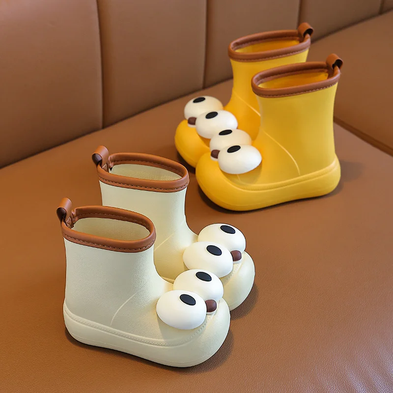 아동용 방수 미끄럼 방지 장화, 학교 나비 매듭, 공주 소녀 부츠, 미드 송아지 아기 고무 신발 