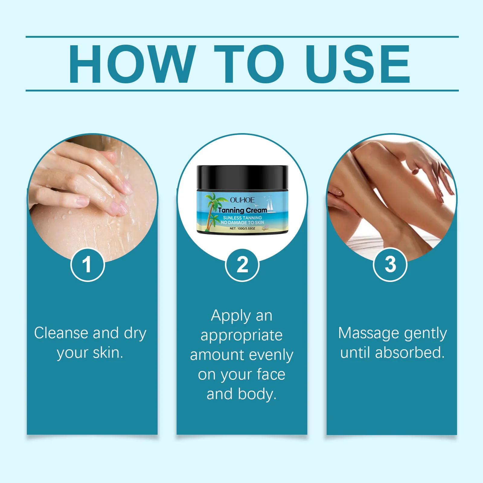 Crema autobabbronzante Acceleratore più scuro Affascinante Bronzo Marrone Estate Mare Bagnoschiuma solare Lozione idratante abbronzante radiante senza sole 6