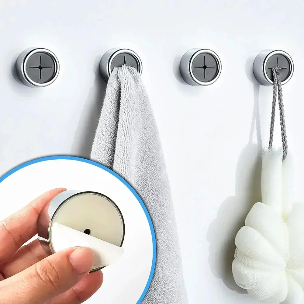 4/1Pcs Self Adhesive Towel Plug Holder Wall Mounted Bathroom Organizers Towel Hooks Storage Rack Kitchen Rags Dishcloth Clips 3