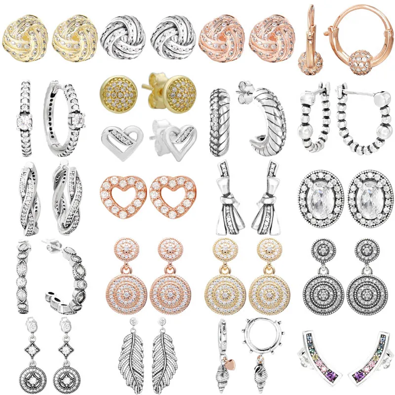 925 Sterling Silver Twist Of Faith Statement Feathers Seducente Brilliant Marquise Rainbow Arcs Of Love For Women Fashion Jewelry