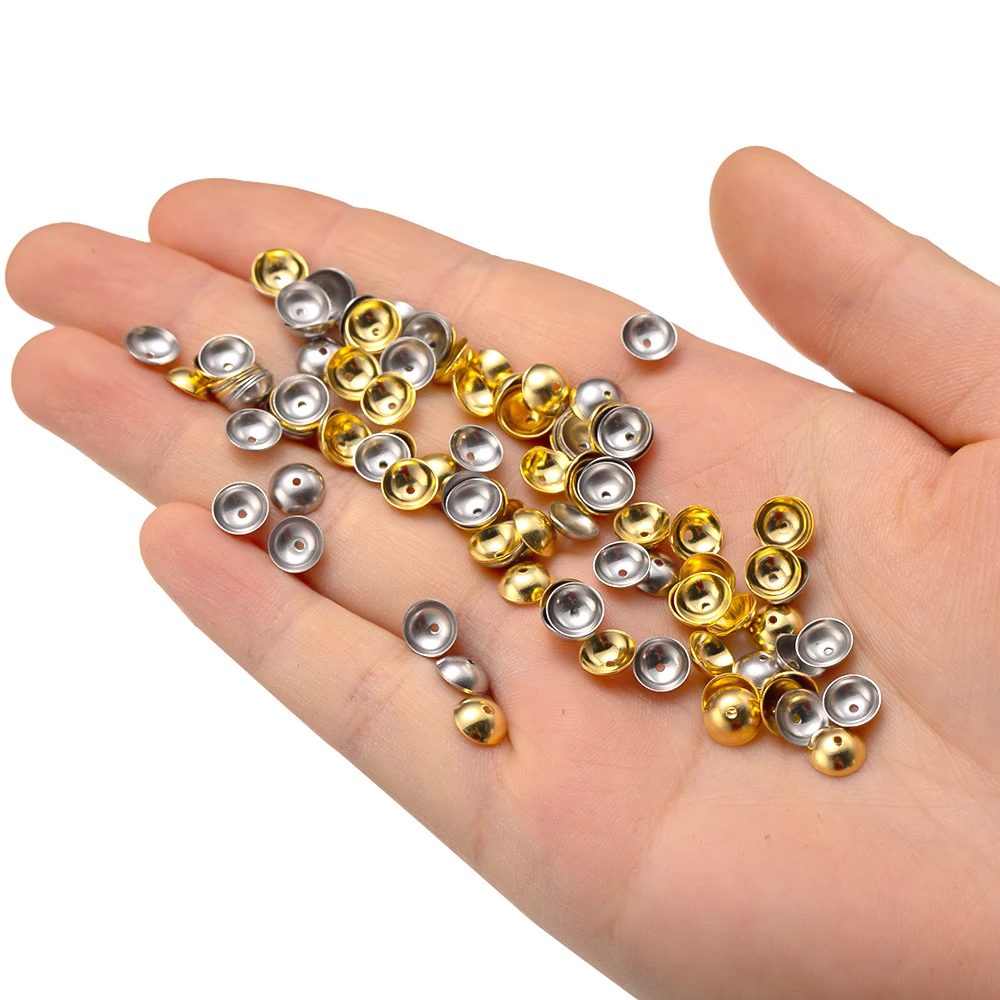 50 Stück Edelstahl Hohl perle End kappen Abstand halter für Armband Halskette Schmuck machen Handarbeiten DIY liefert Ergebnisse – Detail 6