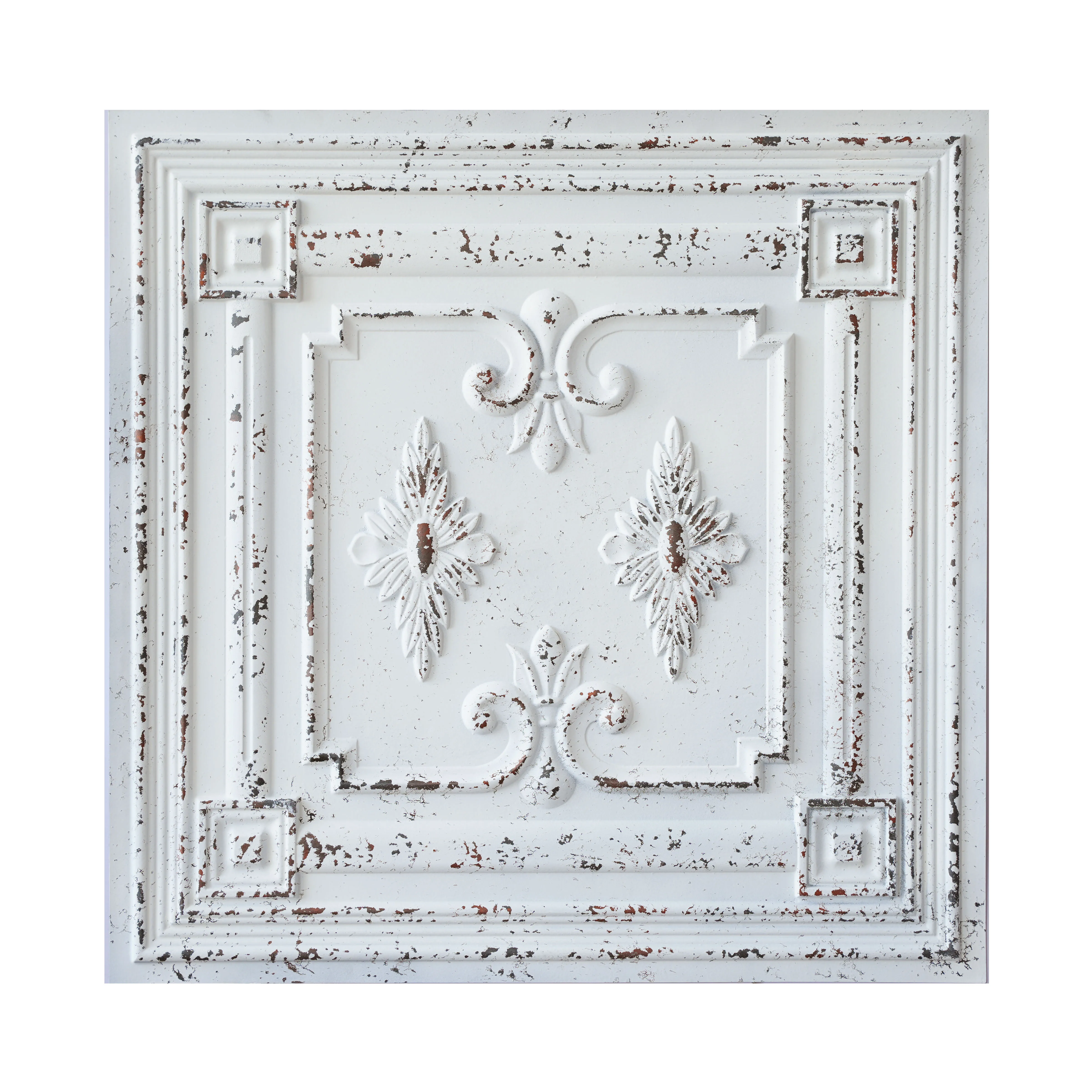 

PVC Stereo Wall Panels Decorative Ceiling Panels Aged Ceiling Panels 24"x24" for Cafe PL63 Distress crack white black