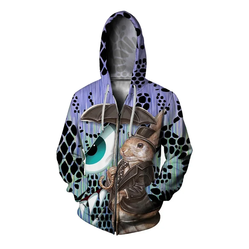 Sudadera con capucha con reloj impreso en 3D para hombre, sudadera con gráfico de flor del diablo, sudadera de ocio de gran tamaño con cremallera, sudaderas de manga larga