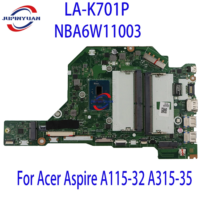 

Материнская плата для ноутбука Acer Aspire A115-32, материнская плата NBA6W11003 GH5JJ/GH711 A315-35 с процессором SRKH0 N4500, 100% протестирован