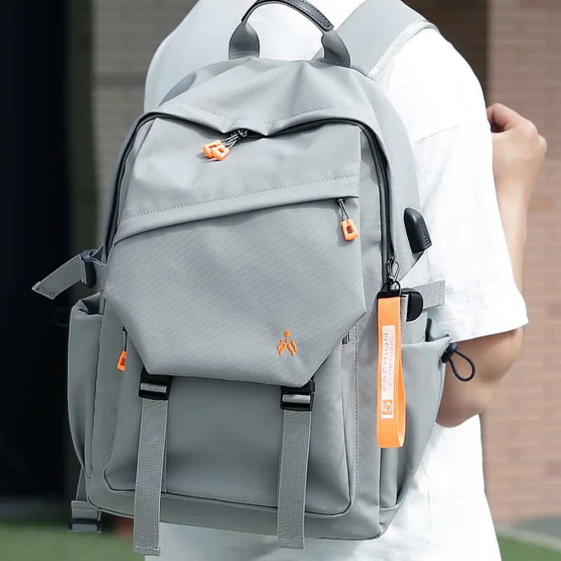 

Men's Waterproof Backpack Simple Solid Urban Man USB Backpacks for Men Lightweight Commuter Laptop Backpack Trend School Bag