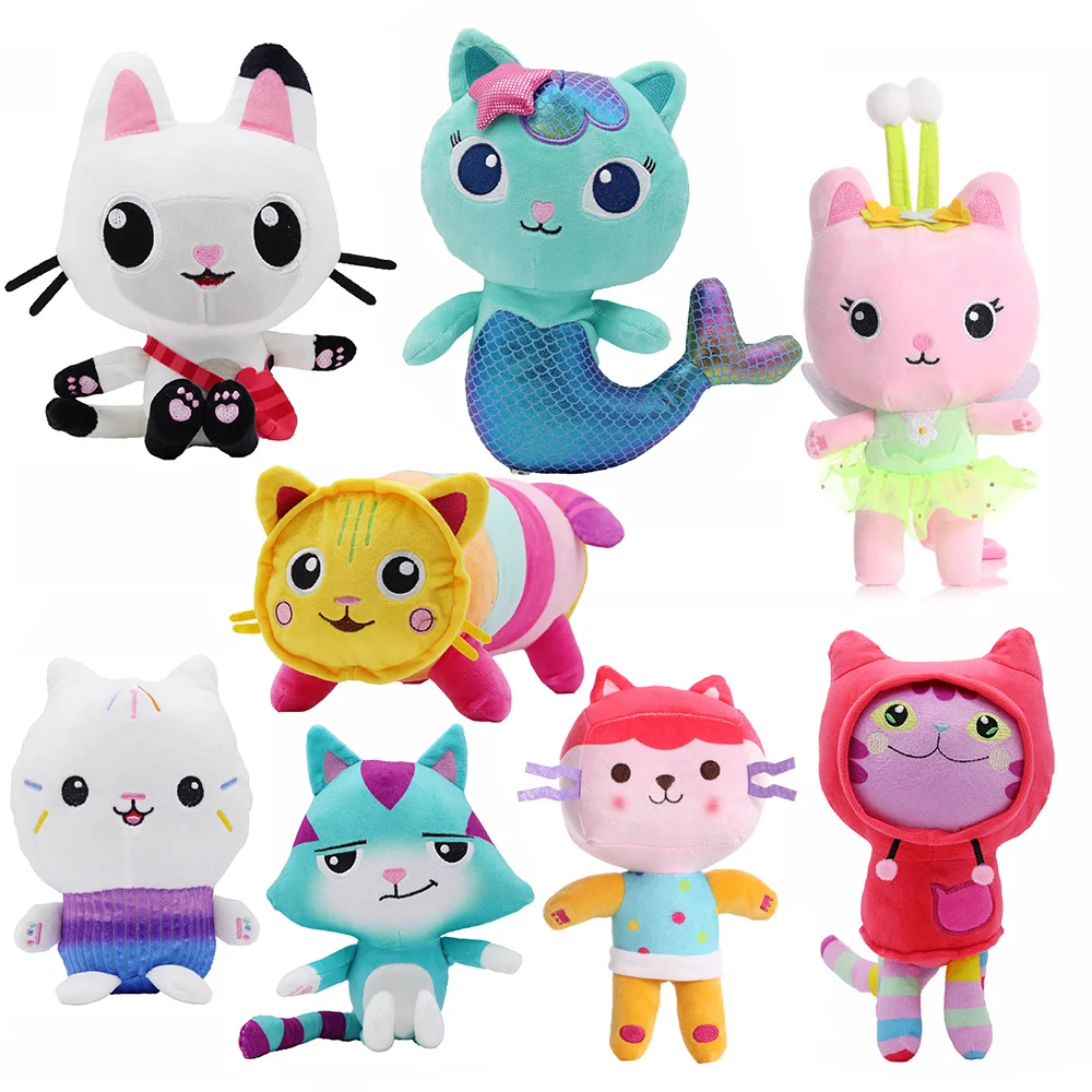 Nouveau Gabby maison de poupée en peluche Mercat dessin animé animaux en  peluche souriant chat voiture chat câlin Gaby fille poupées enfants cadeaux  d'anniversaire 