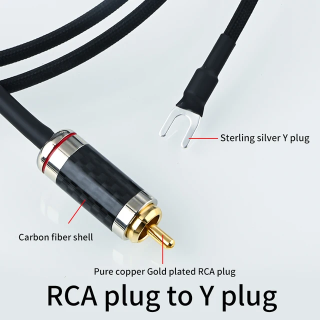 Sterling Silver HiFi Audio Line RCA To Banana Cable Ground Wire