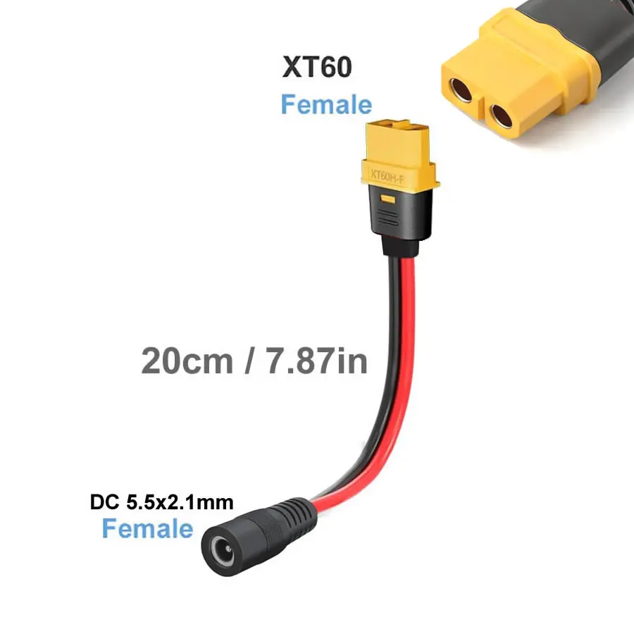 XT60 플러그 암수-DC 5.5x2.1mm 커넥터 충전 어댑터 케이블 변환 와이어 RC 리포 배터리 자동차 드론 비행기용