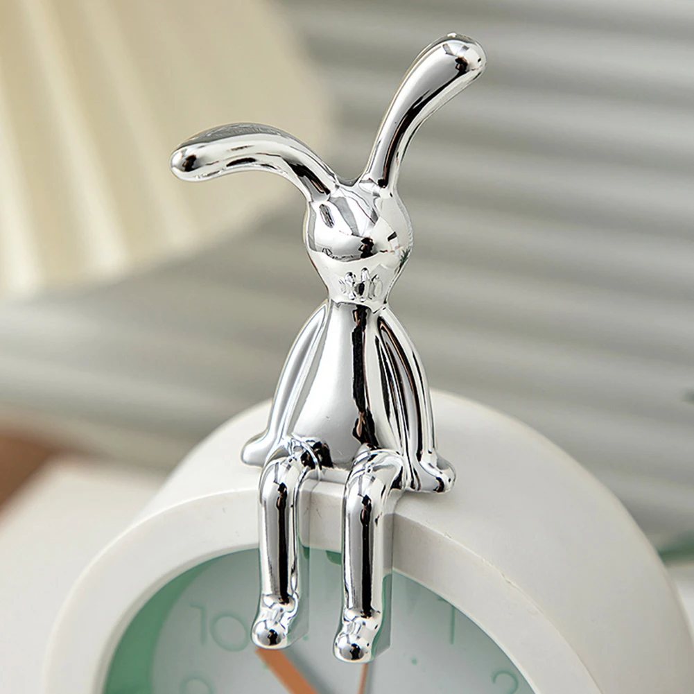 

1x Long-eared Rabbit Decoration Cartoon Animal Car Interior Center Console Decorative Ornaments Silver Plastic Accessories