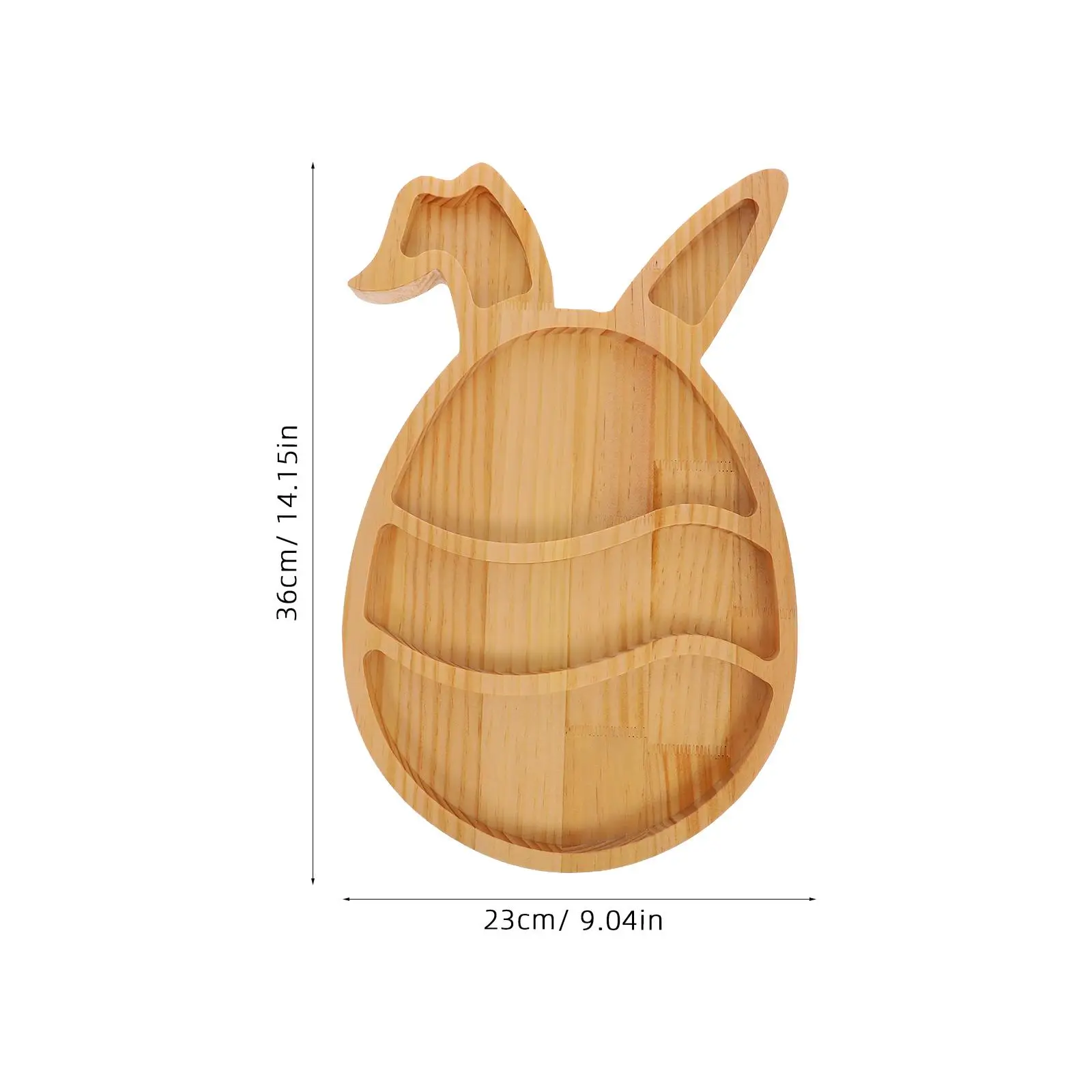Rabbit Tray Platter Bunny Decor Dishes Easter Egg Shaped Wooden Charcuterie Plate Child 3