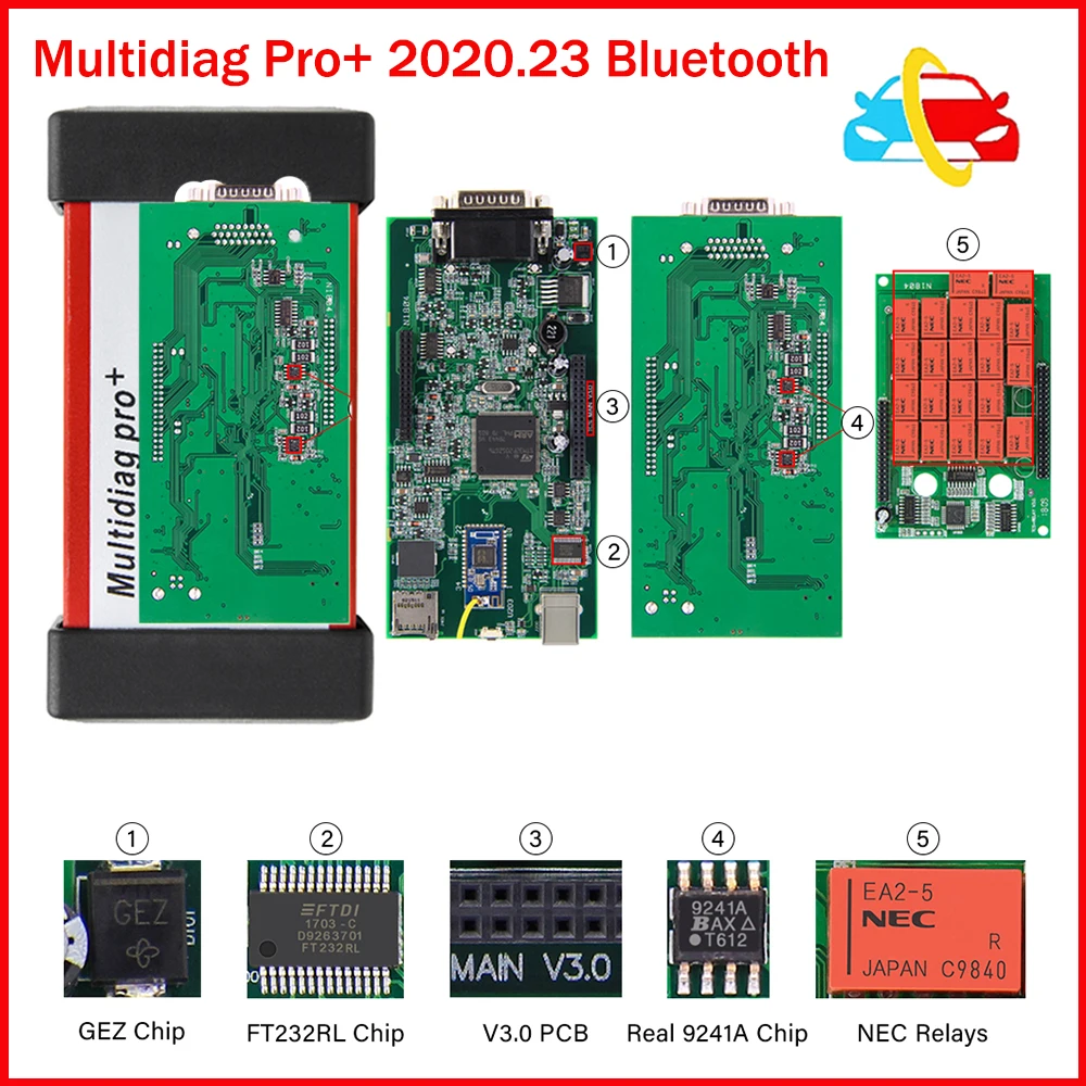 Tanio TCS VCI Multidiag Pro 2020.23 Bluetooth podwójne PCB kod