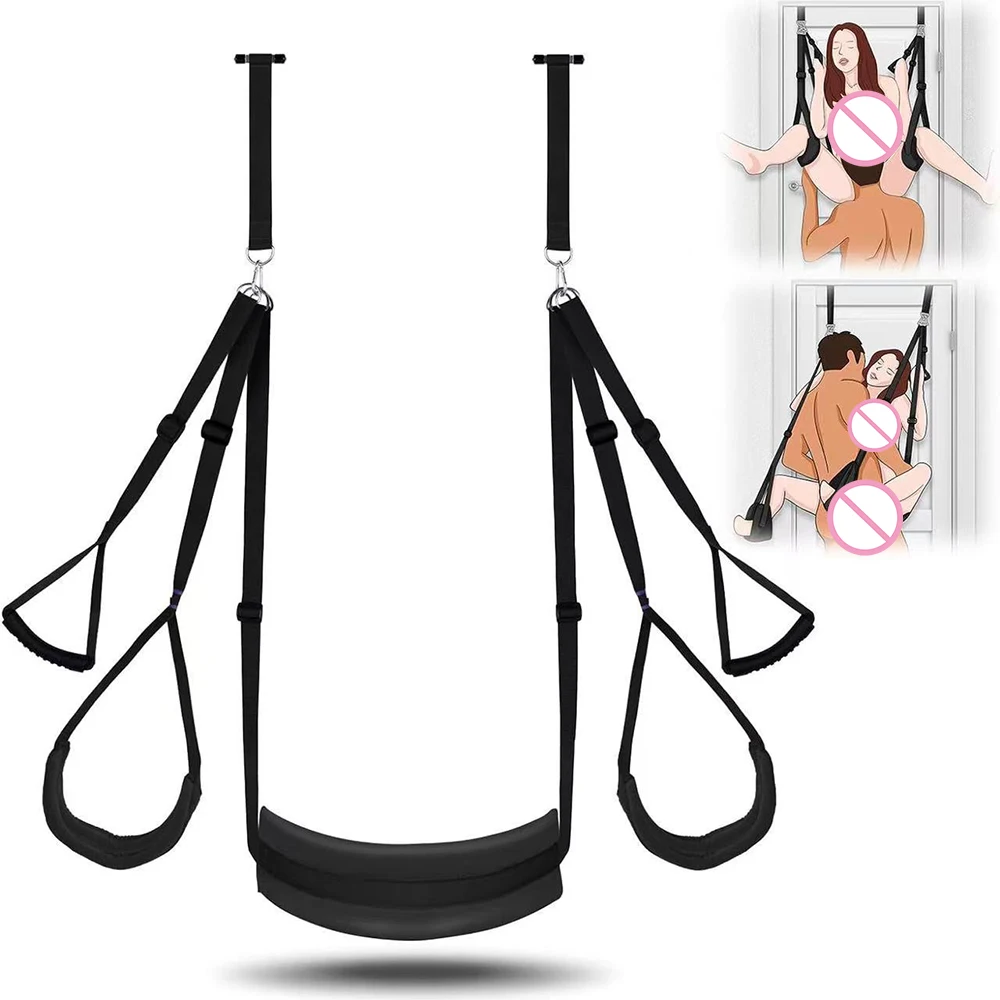 Door Sex Swing with Seat Bondage Slave Newest Leather Soft Plush Sex Slings with Adjustable Straps Toys For Couple