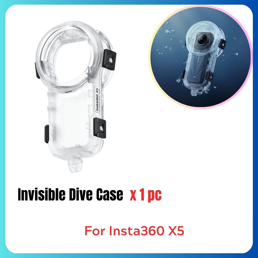 Boîtier étanche 50m Pour Insta360 X5 – Coque De Plongée Invisible Avec Verre Trempé