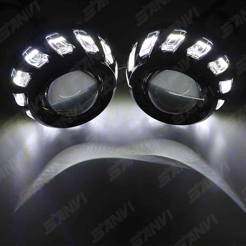 

SANVI Angel Eyes LED Shrouds Cover White Halo Light 3'' for Hid Projector Lens Q5 Hella 3R G5 Headlight Lens Car Accessories DIY