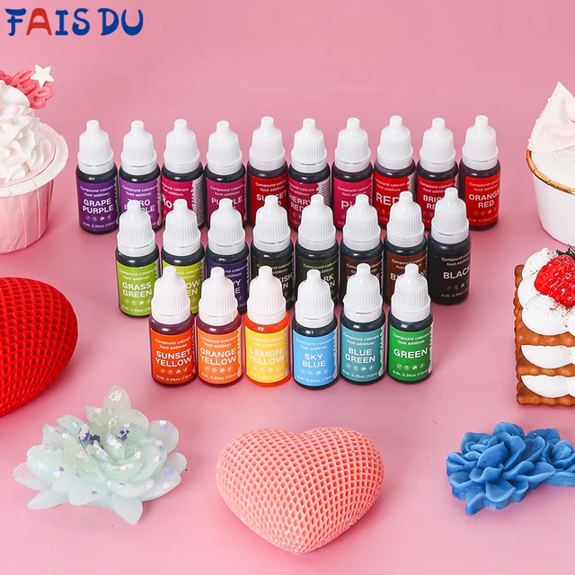 Food Coloring Liquid Set,12 Colors x 10ml Cake Food Coloring Set for Baking  Cake Decorating Edible Food Grade Food Color Dye for