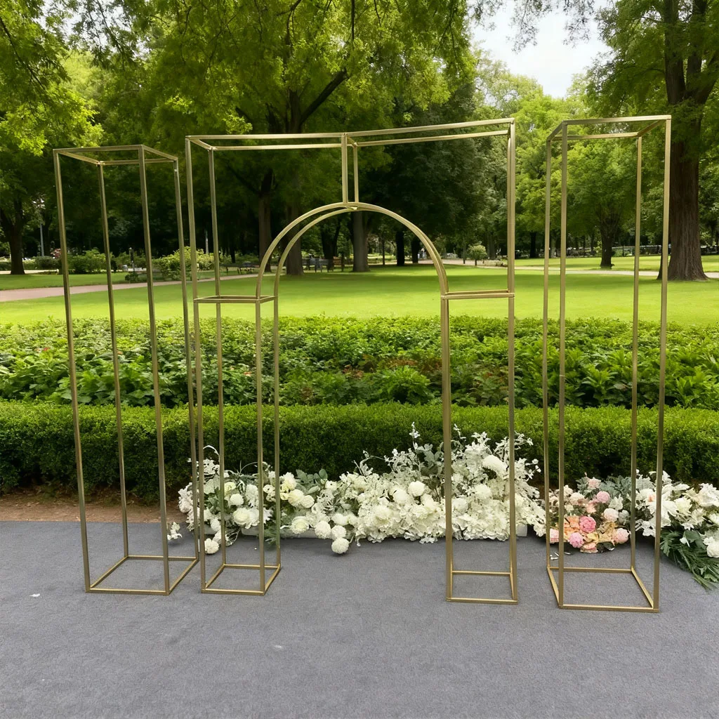 Elegant Gilded Gold Metal Wedding Arch Screen Frame Outdoor Stage Decor ...