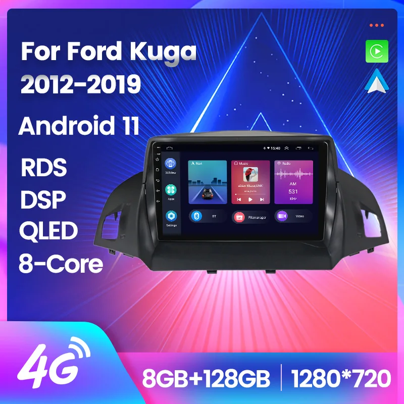 

QLED Android Auto Car Radio For Ford Kuga 2012 -2018 2019 Touch Screen Stereo Video GPS Navigation Multimedia DSP 8-Core No Dvd