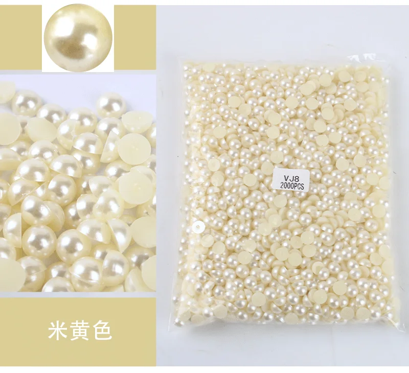 Mixed Size Colorful ABS Pearl Flat Back Rhinestones for Nail Art & Jewelry Crafting