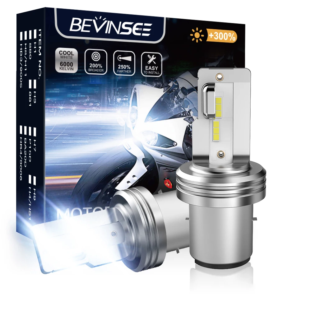 Motorcycle Headlight Motorcycle LED Lights LED Motorcycle Lights LED Lights BEVINSEE BA20D LED Motorcycle Headlight 12V 3000LM H6 LED Light Bulbs Plug and Play Fanless Wireless Moto Headlamp Replacement