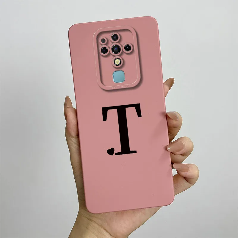 Stylish ShockProof Silicone Back Cover with Cute Letter Design for Tecno Camon 16 Series