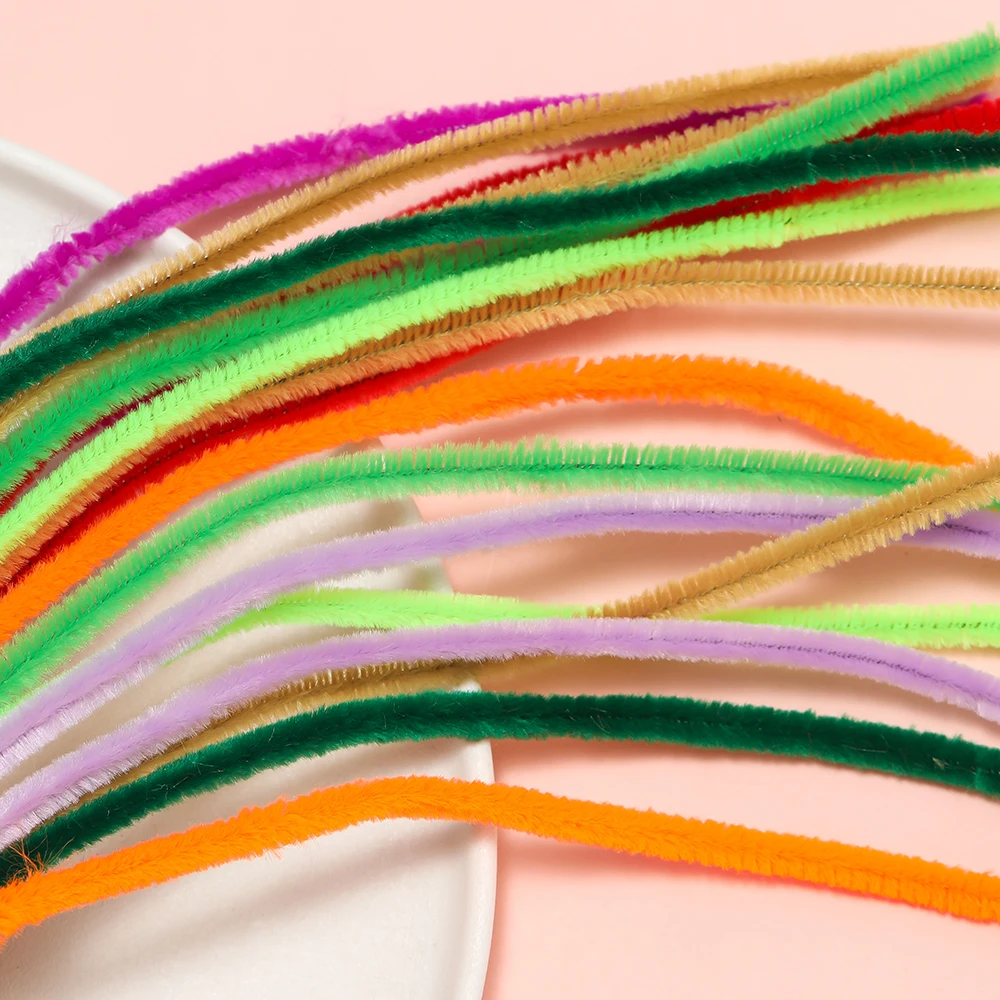 50pcs 30cm Colorful Chenille Stems Pipe Cleaners Plush Stem Wired Sticks Twist Stick Strip DIY Christmas Craft Jewelry Making