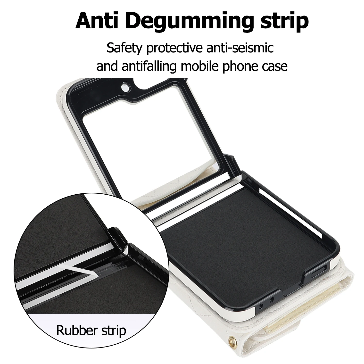 For Samsung Galaxy Z Flip 5 4 3 Case Elegant Soft Plain Leather Wallet Card Bag Crossbody Strap Multifunctional Shockproof Cover