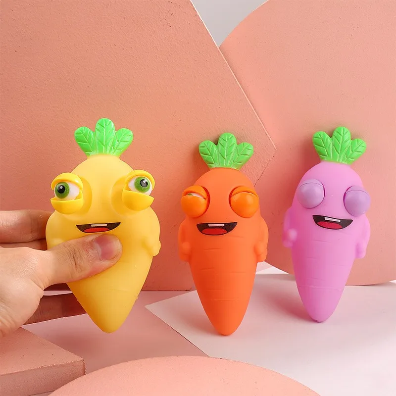 

Novelty Carrot Sensory Toys Creative Fruit Squeezing Eyes Vent Ball Children AntiStress Decompression Toy for Adults Kids Gifts