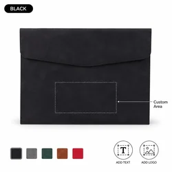 Customized Leather Executive Folder with Laser - Engraved Personalization (Black)