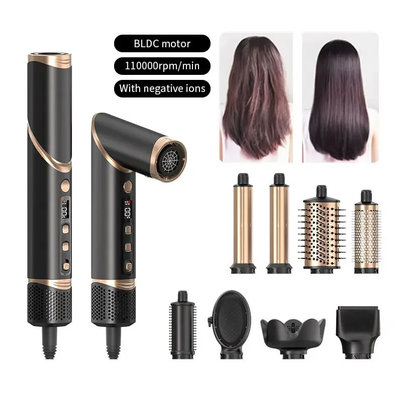New 8 in 1 Folding Hair Dryer Multifunctional Hot Air Comb Negative ion Home Set Straight Hair Comb Hair Styling Tool 2