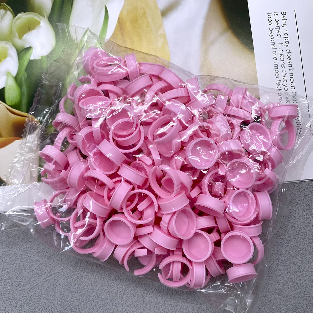 100Pcs Disposable Eyelash Glue Fan Cup Rings L Tattoo Pigment Holder Container Eyelash Extension Supplies Makeup Tools Wholesale