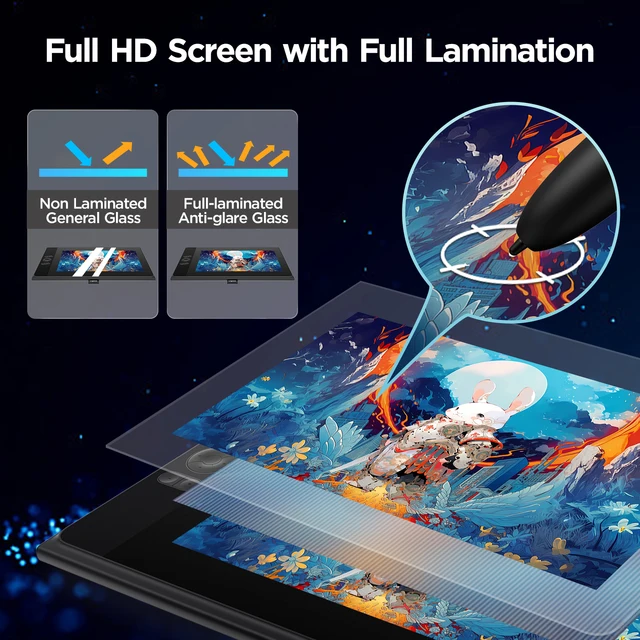 UGEE UE12 Plus Digital Pen Tablet Monitor with 11.9 HD Screen 127%sRGB 8192 Graphic Drawing Tablet support Windows/mac/Android 5