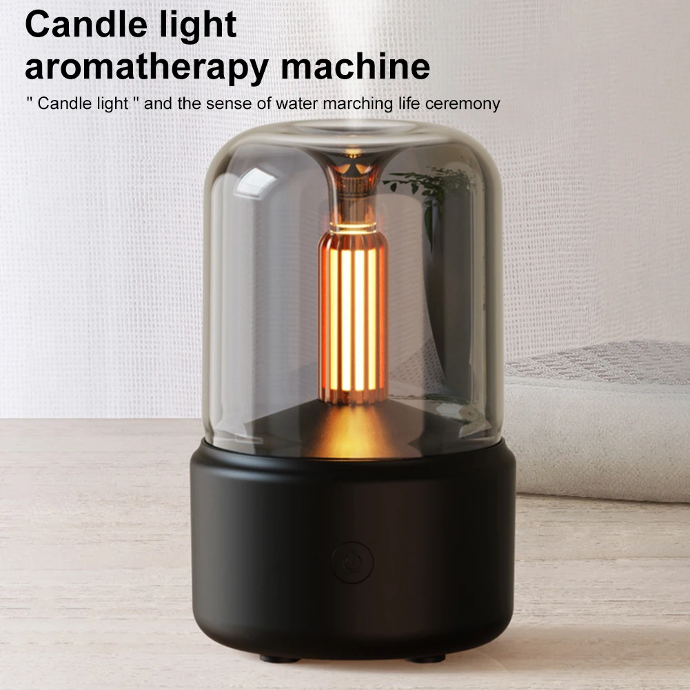Electric Air Humidifier Candlelight Aroma Oil Diffuser 120ml With LED Night Light Desktop Cool Mist Sprayer For Office