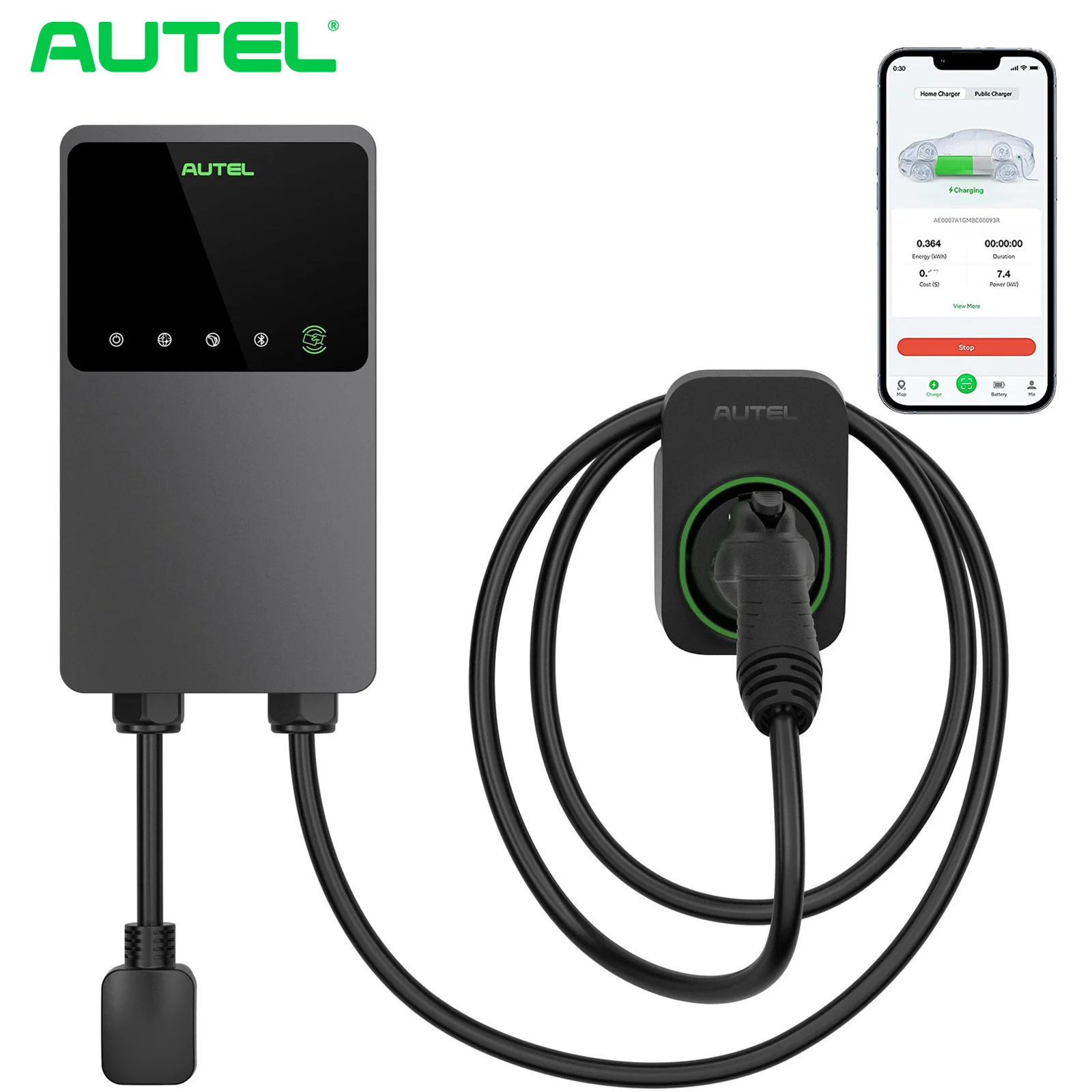 

Autel RFID WIFI Enable 40A 240V 10KW Wallbox EVSE EV Charger Level 2 for Home J1772 Electric Vehicle Charging Station NEMA 6-50