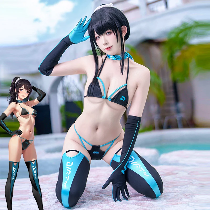 

Бикини грязные из 5 предметов в комплекте, аниме косплей, пикантный гоночный купальник-стринги, женская пляжная одежда, летний купальник с высоким вырезом, купальный костюм