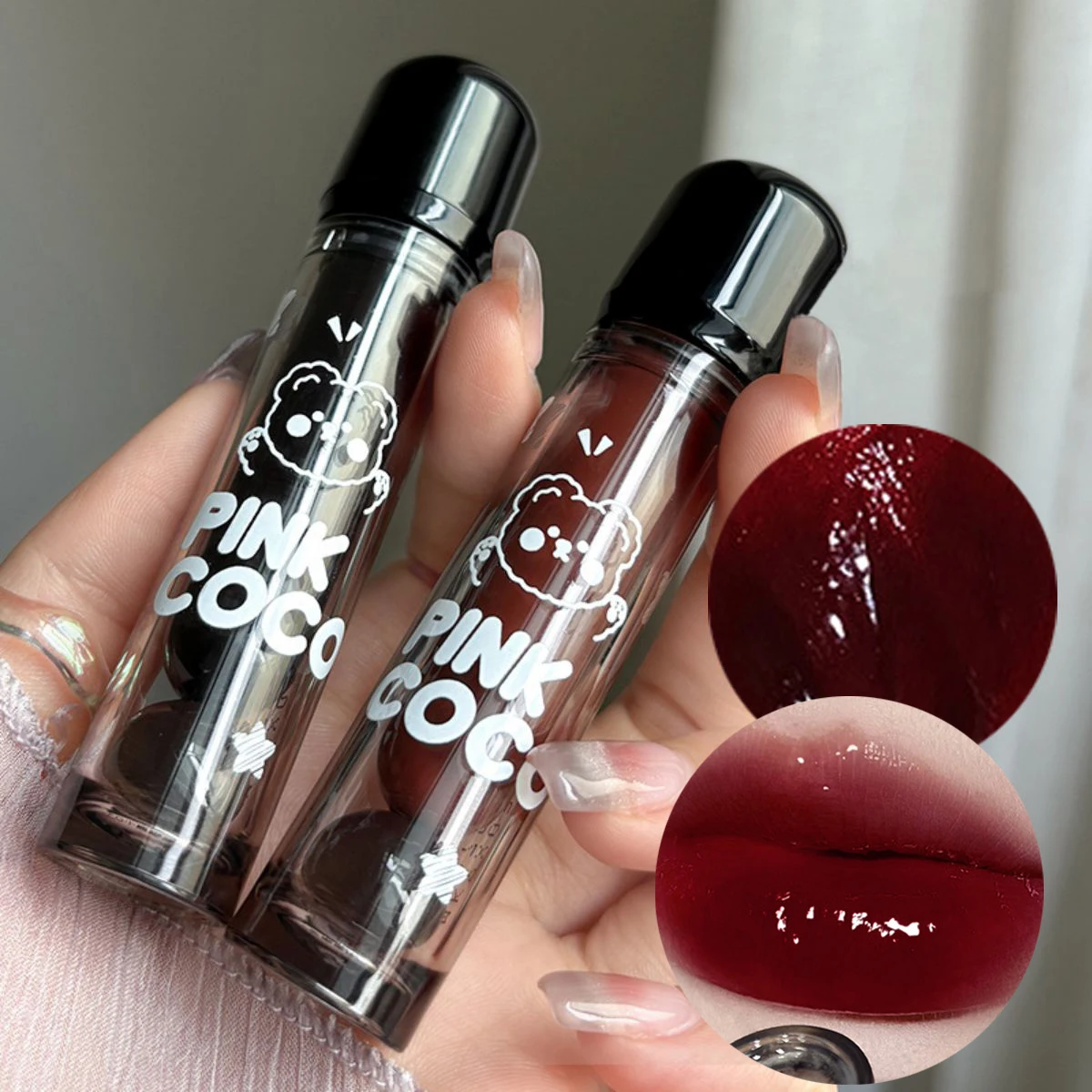 PINKCOCO Bear Dudu mirror lip glaze does not fade mirror water gloss lip gloss lipstick 5