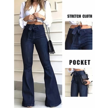 Y2k jean femme jean tendance ceinture élastique pantalon évasé pantalon large élégant nouveau Design décontracté