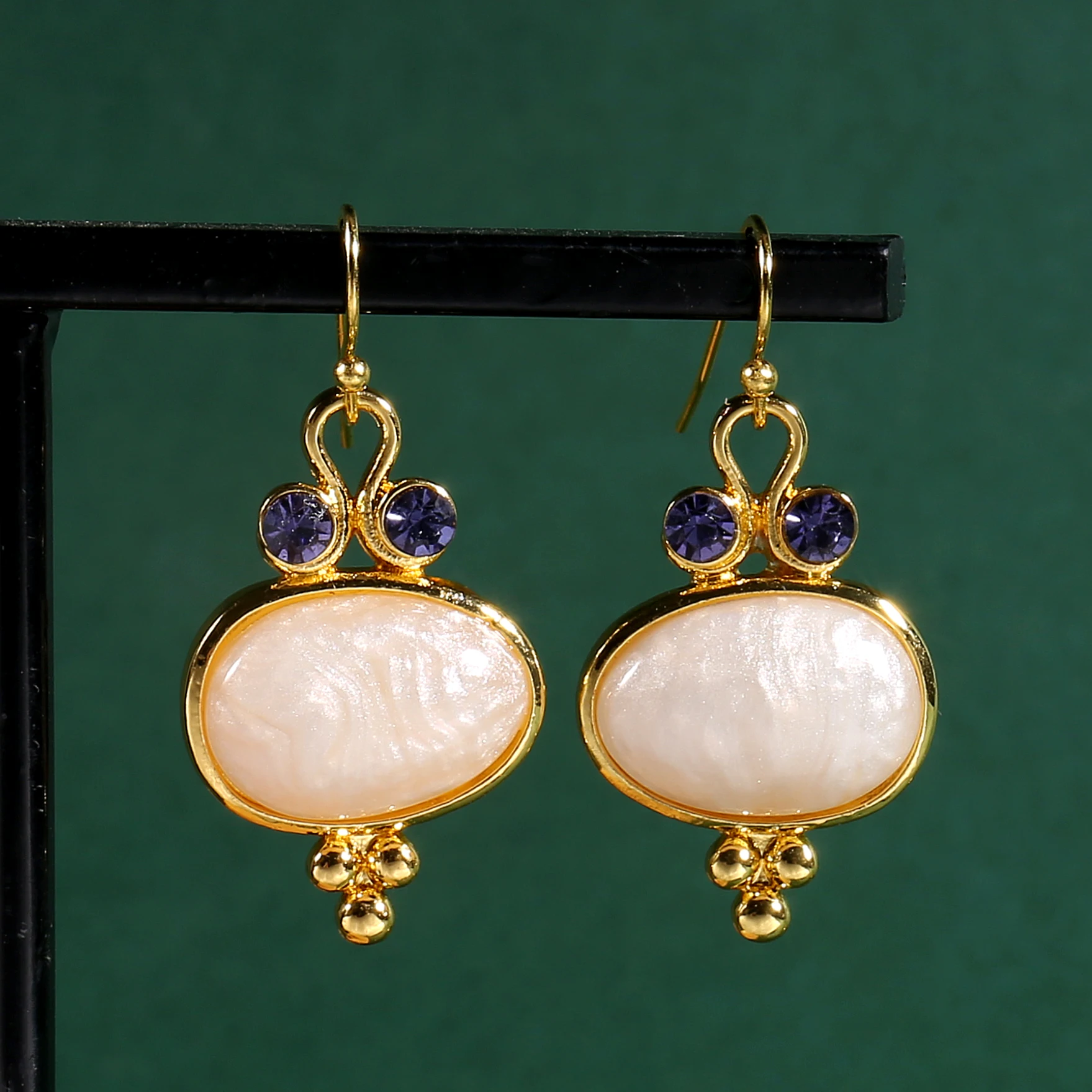 

Luxury Boho Jewelry Accessories Vintage Oval Stone Purple Zircon Creative Earrings for Women Girl Aesthetic Earring Pendientes