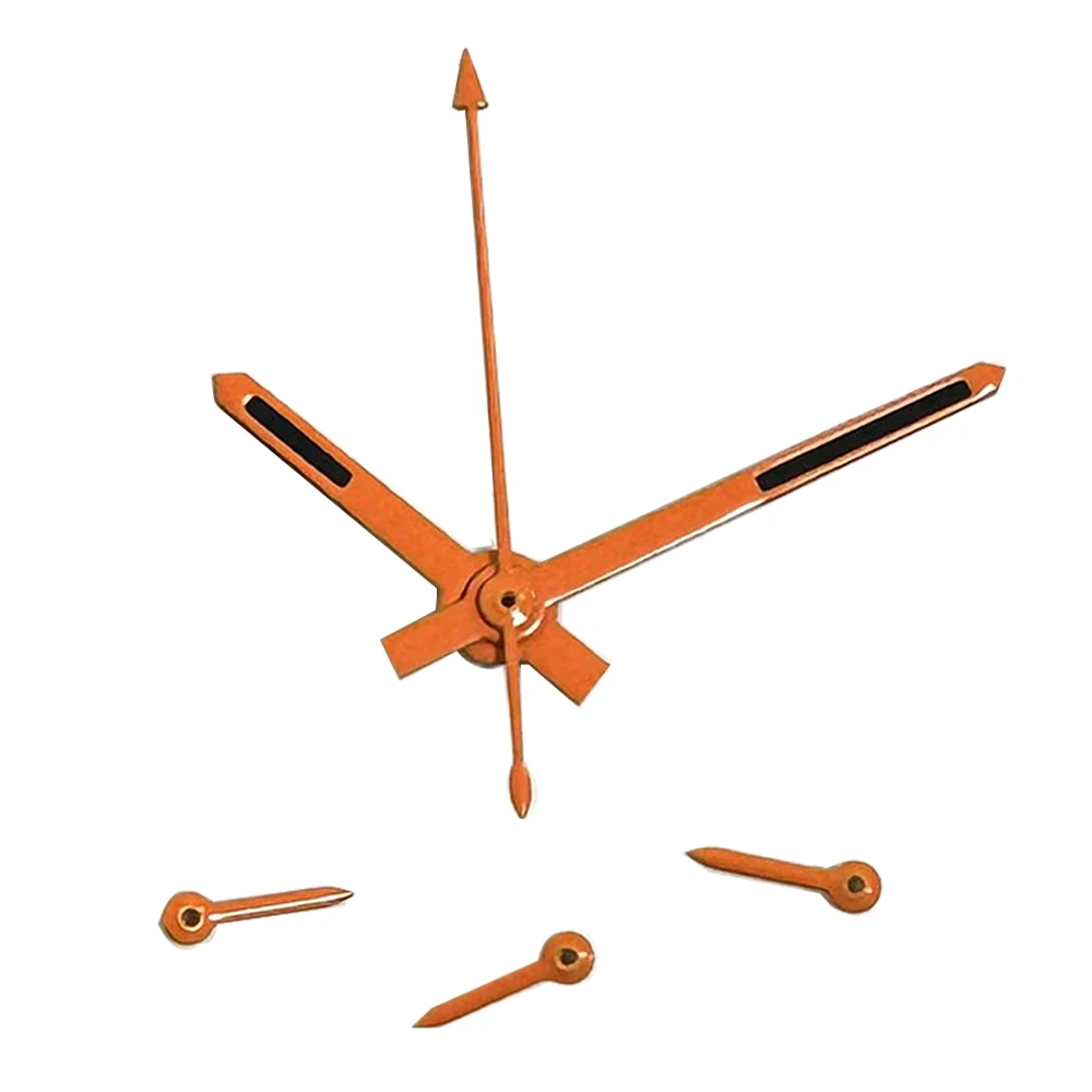 Lancette Dell'Orologio Argento/Arancione Per Movimento Vk63 6 Pin Accessori Per Puntatori Di Orologi Luminosi Verdi
