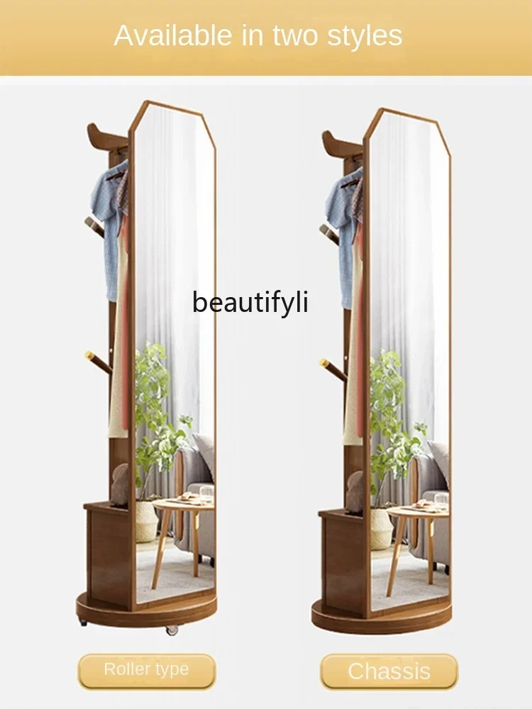 Mirror full-length mirror full-length mirror bedroom floor mirror rotating  coat stand multi-functional fitting mirror - AliExpress