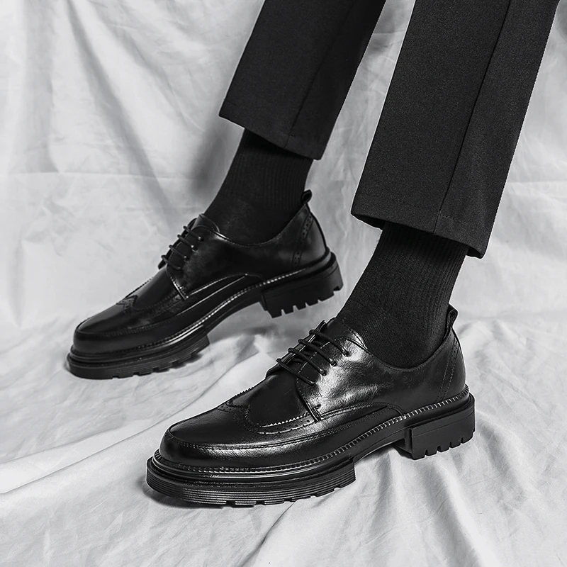 

men Business Oxford Leather Shoes Men lace up Breathable Formal Dress Shoes Male Office Wedding party shoes men Footwear Homme