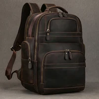 Soft Genuine Leather Backpack Fit For 15.6 inch Laptop Daypack Multifunction USB charging Fashion Male Mochila Travel BacKpack 1