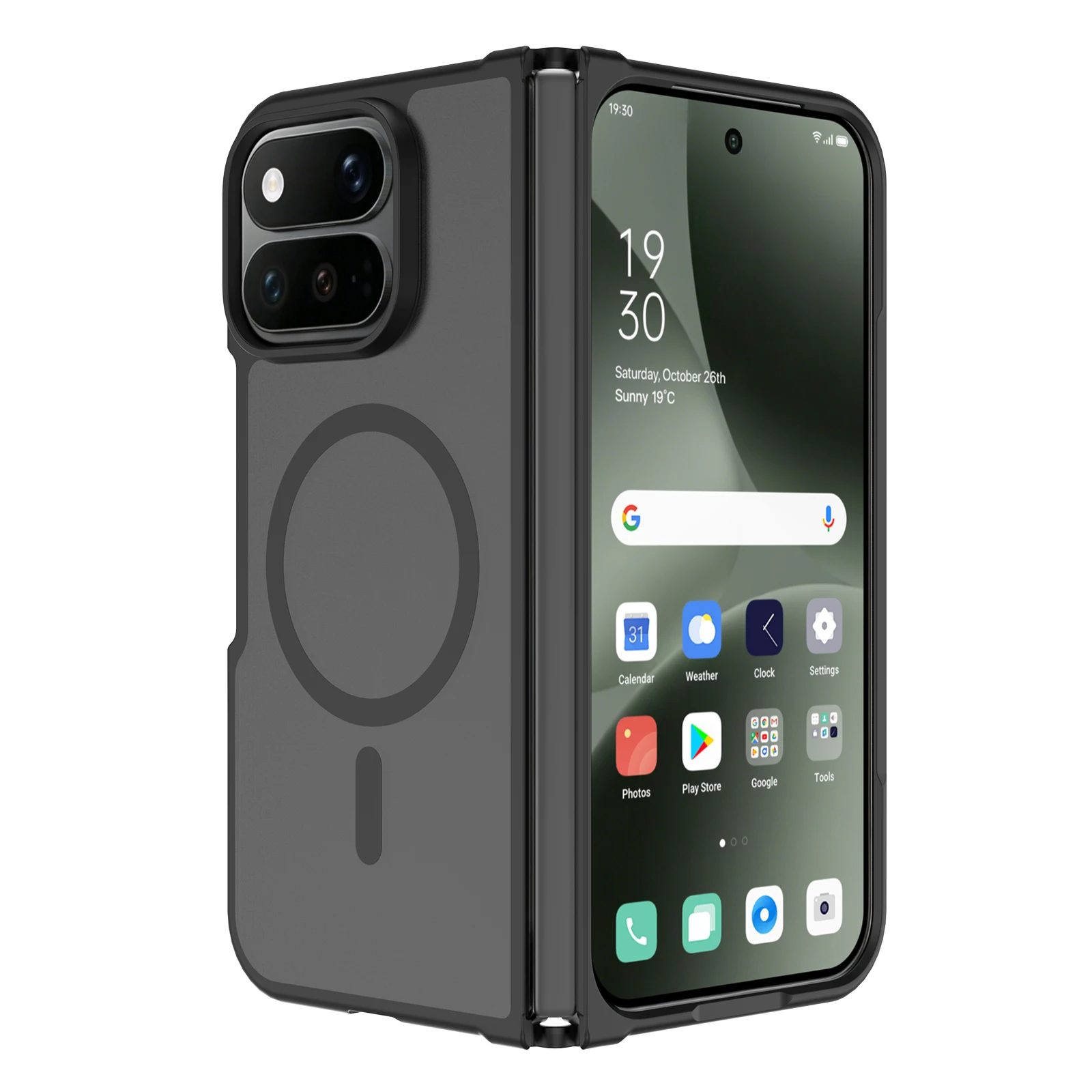 Deluxe Frosted Magnetic 2-in-1 Folding Phone Case with Wireless Charging Compatibility