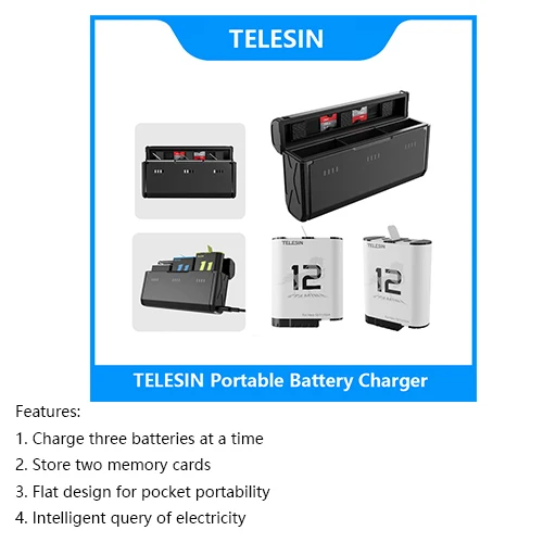 Description Picture 5 of itemTELESIN Power Bank for GoPro Hero 12 11 10 9 10000mAH with 20W PD Fast Charging Portable Battery Charger For Gopro Action Camera