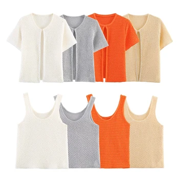 Women's Clothing 2025 New Style European And American Fashion Simple Pearl Decoration Knitted Top Knitted Vest 1